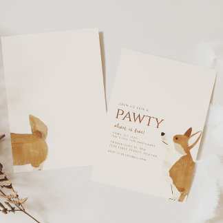 Join us for a Pawty Corgi Dog Birthday Invitation