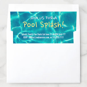 Join Us For A Pool Splash, Date Time Contact Water Envelope Liner