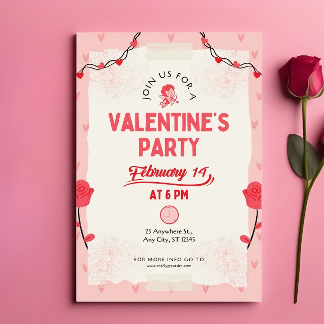 Join Us For Valentine's Party Note Card (Creator Uploaded)