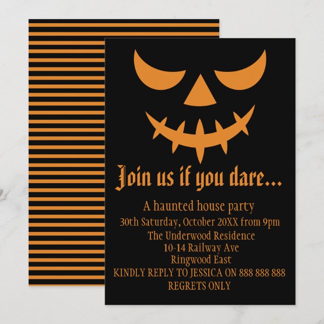 JOIN US IF YOU DARE HALLOWEEN PARTY INVITATION (Front/Back)