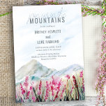 Join us in the Mountain Meadow Watercolor Wedding Invitation<br><div class="desc">Join us in the Mountains. Watercolor mountain wedding invitation with idyllic country landscape of blue ridge mountains and pink wildflower meadow. Beautiful nature inspired scenic design - perfect for outdoor destinations, mountain lakeside and country park retreats or dusty blue grey and pink color themes. Please browse my Mountain Meadow collection...</div>
