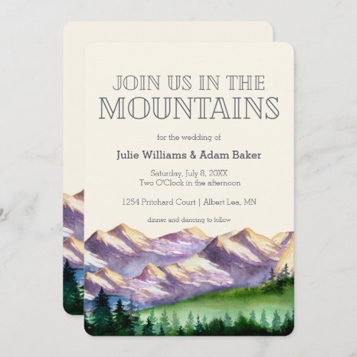 Join Us In The Mountains  Rustic Wedding Invitation