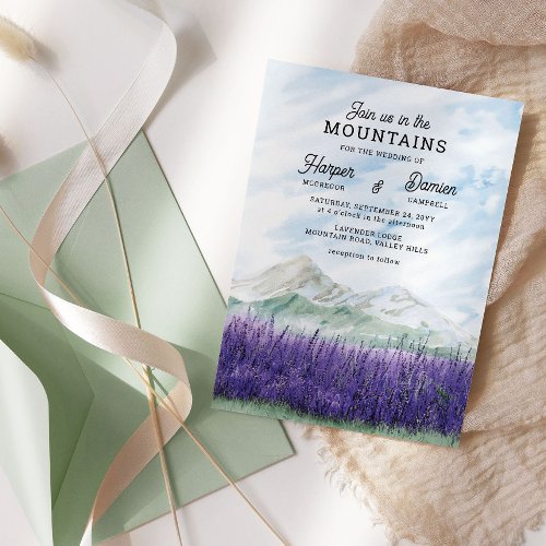 Join us in the Mountains Scenic Lavender Wedding Invitation