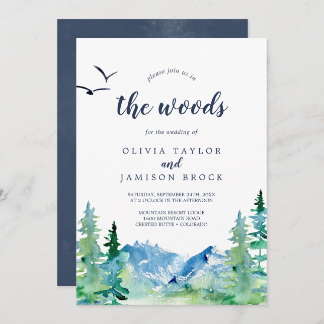 Join Us In The Woods Destination Wedding Invitation (Front/Back)