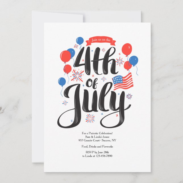 Join Us On The 4th Of July Invitation (Front)