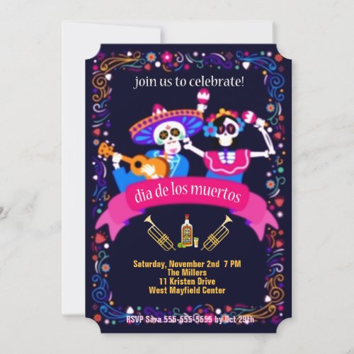 Join Us To Celebrate Dia de los Muertos Party Invitation