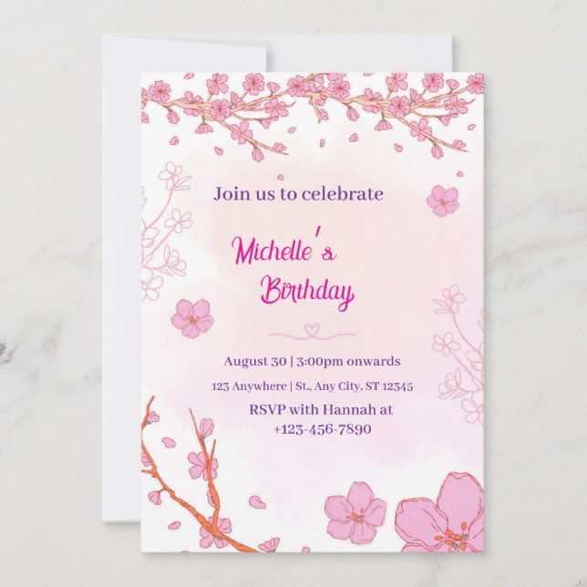 Join Us to Celebrate Michelle's Birthday Invitation (Front)