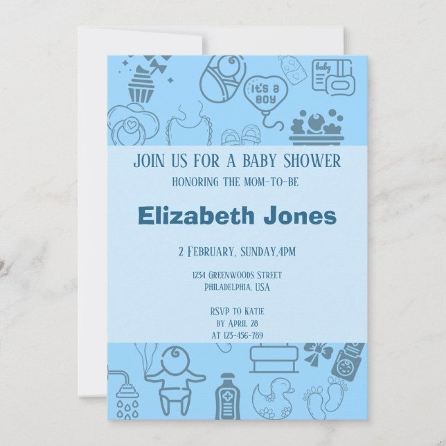 "Join Us to Celebrate Our Little Prince on the Way Invitation (Front)