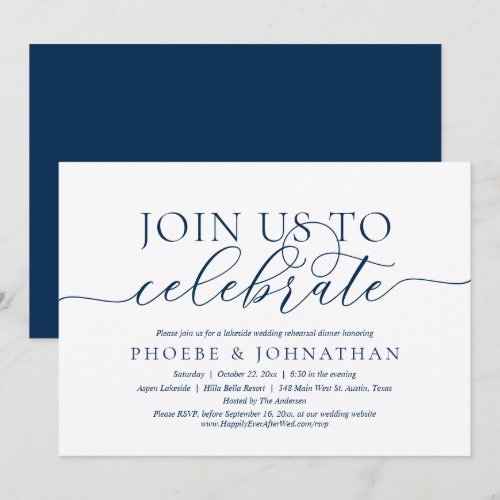 Join Us To Celebrate, Wedding Rehearsal Dinner Inv