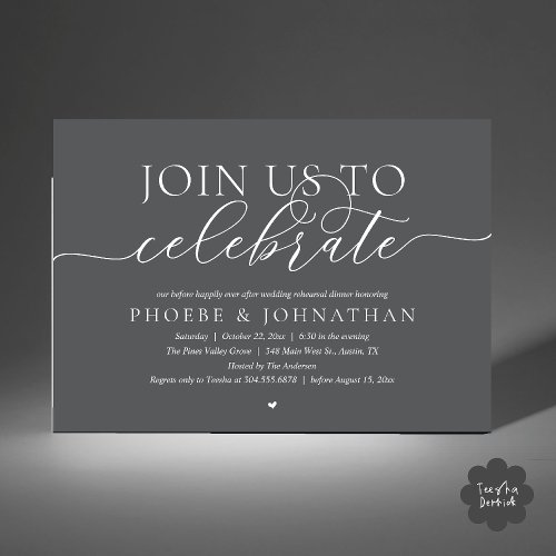 Join Us To Celebrate, Wedding Rehearsal Dinner