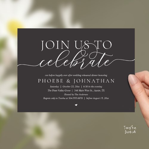 Join Us To Celebrate, Wedding Rehearsal Dinner