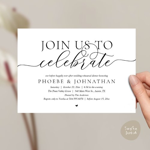 Join Us To Celebrate, Wedding Rehearsal Dinner