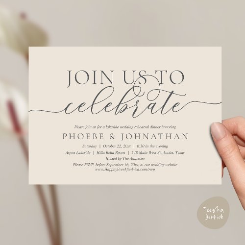 Join Us To Celebrate, Wedding Rehearsal Dinner