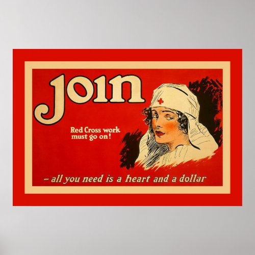 Join  Vintage Nurse WW1 Poster