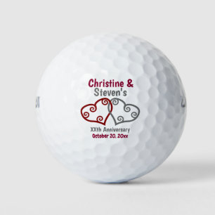 Joined Hearts Anniversary Party Favor Golf Balls