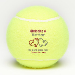 Joined Hearts Wedding Anniversary Favor Tennis Balls