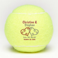 Joined Hearts Wedding Tennis Favor Tennis Balls