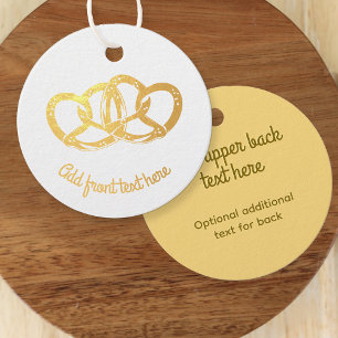 Joined Pretzels - Tied the Knot Linked Bread Shape Foil Favor Tags