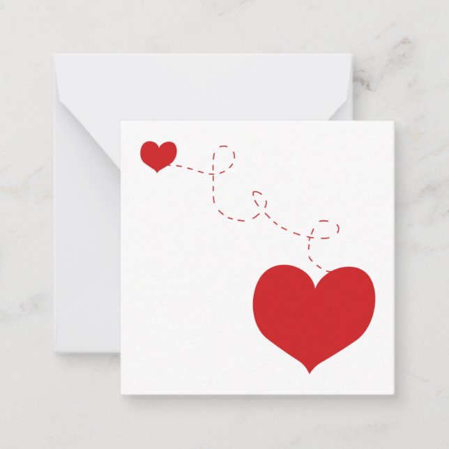 joined together red hearts note card (Front)