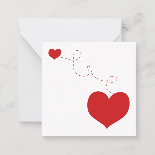 joined together red hearts note card