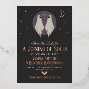 Joining of Souls Ghosts Lesbian Save the Date Foil Invitation