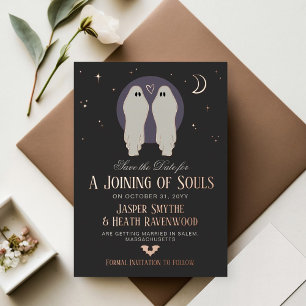 Joining of Souls Halloween Gay Save the Date Foil Invitation