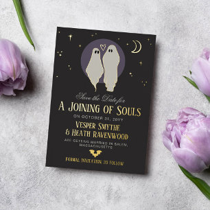 Joining of Souls Halloween Wedding Save the Date Foil Invitation