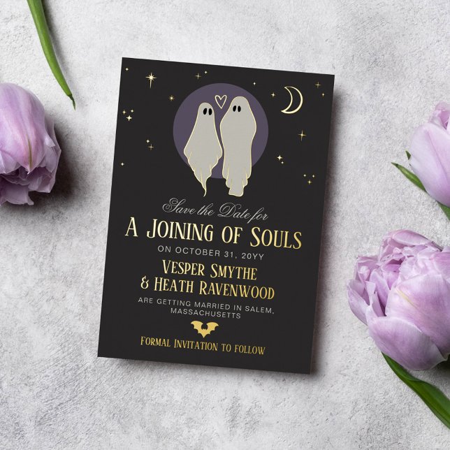 Joining of Souls Halloween Wedding Save the Date Foil Invitation (Creator Uploaded)