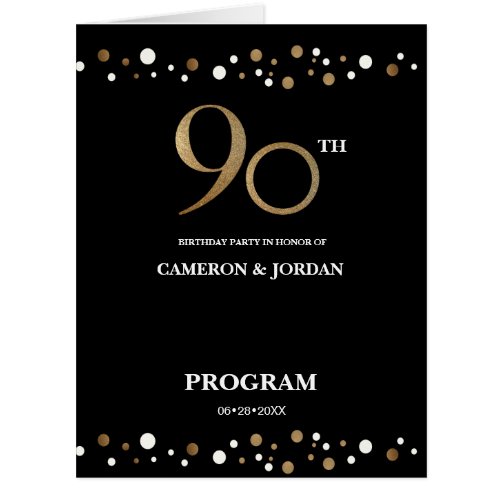 Joint 90th birthday party black gold program