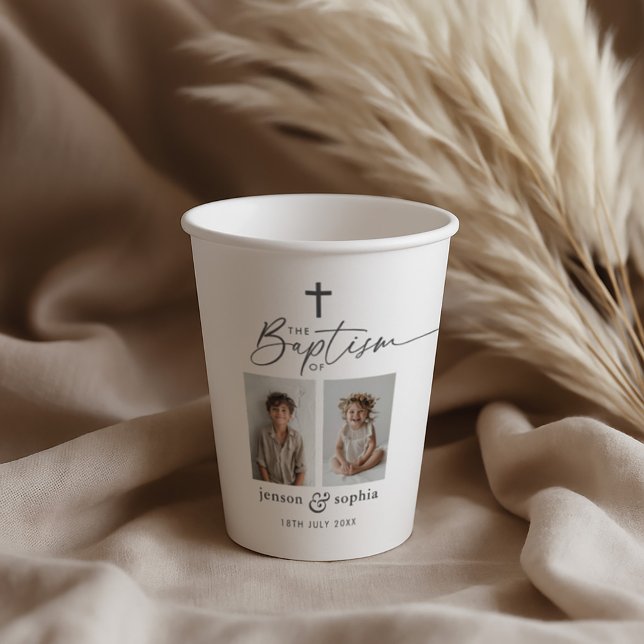 Joint Baptism 2 Photo Paper Cups (Zazzle Joint Baptism 2 Photo Paper Cups)
