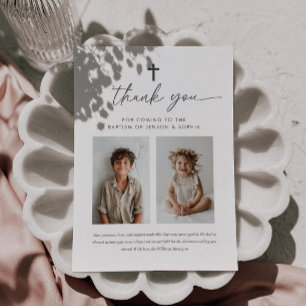 Joint Baptism 2 Photo Welcome Sign Thank You Card