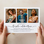 Joint Birthday 3 Photo Invitation<br><div class="desc">Celebrate in style with our modern joint birthday invitations! Whether for adults or kids, these elegantly designed cards boast a unique feature - space for three photos, one for each birthday boy or girl. Complemented with our customizable triple celebration text template, these invitations ensure that your celebration starts off on...</div>