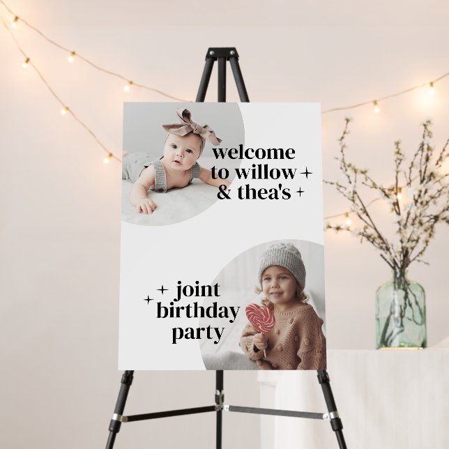 Joint Birthday Invitation with Arches Welcome Sign (In Situ (Stand))