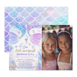 Joint Birthday Mermaid Photo Birthday Invitation