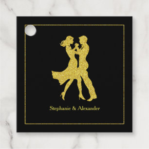 Joint Birthday Party Adults Golden Dance Couple Favor Tags