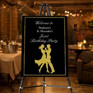 Joint Birthday Party Adults Golden Dance Couple Foam Board