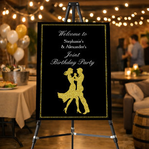 Joint Birthday Party Adults Golden Dance Couple Foam Board