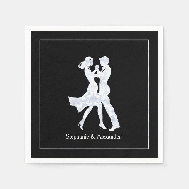 Joint Birthday Party Adults Golden Dance Couple Napkins (Front)