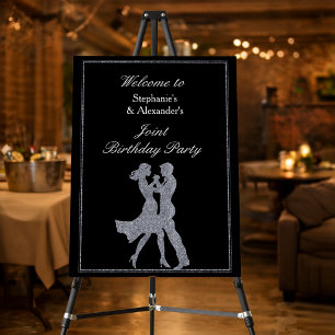 Joint Birthday Party Adults Silver Dance Couple Foam Board