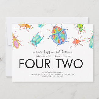 Joint Birthday Party - Bug Theme Invitation