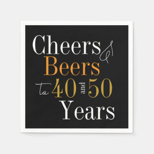 Joint Birthday Party Cheers and Beers Black Gold Napkins