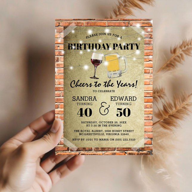 Joint Birthday Party | Cheers to the Years Invitation (Creator Uploaded)