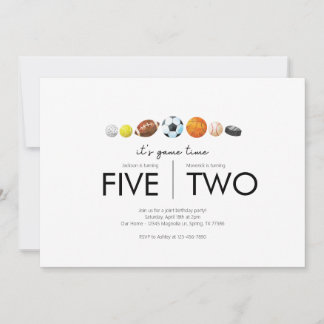 Joint Birthday Party - Sports Theme Invitation