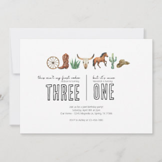 Joint Birthday Party - Western Rodeo Theme Invitation