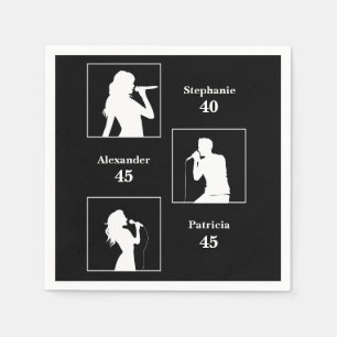 Joint Birthday Triple the Fun Minimalist Black Napkins