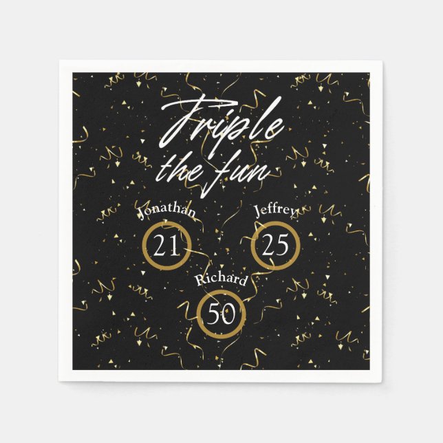 Joint Birthday Triple The Fun  Napkins (Front)