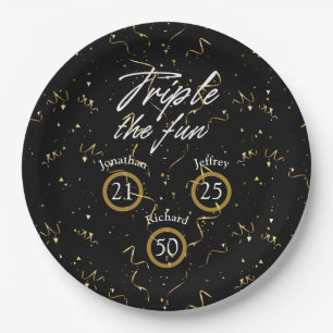 Joint Birthday Triple The Fun  Paper Plates