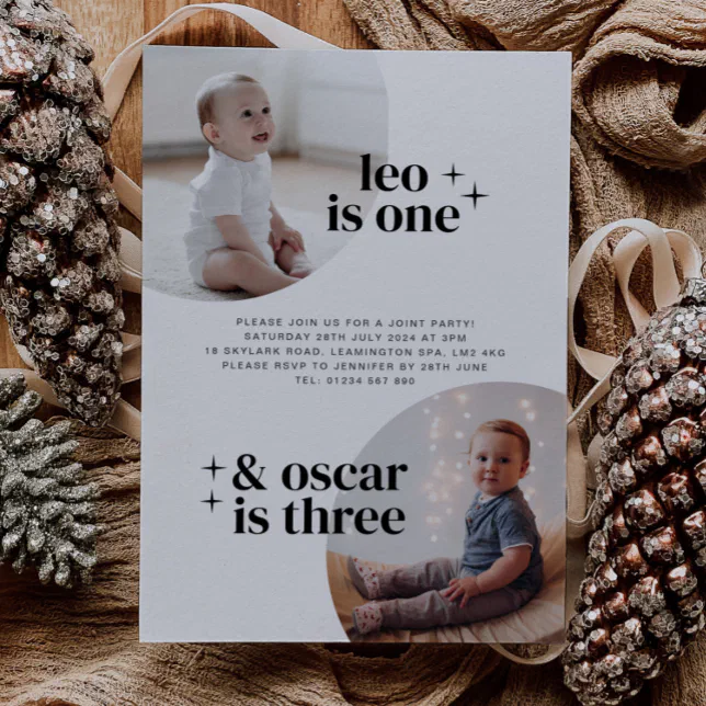 Joint Boys Birthday Invitation with Arches Zazzle