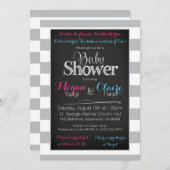 Joint coed Baby Shower Chalkboard Invitation Card (Front/Back)