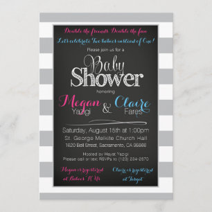 Joint coed Baby Shower Chalkboard Invitation Card